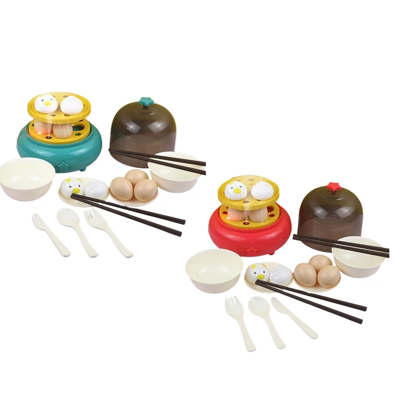 

Toddler’s Role-Play Egg Steamer Toy with Bowls Chopsticks Kiddie Pretend Toys