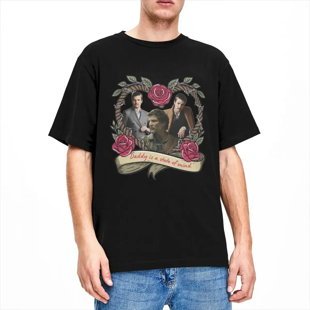 Мужская и женская футболка Pedro Pascal Daddy Is A State Of Mind Аксессуары Юмор Чистый хлопок с