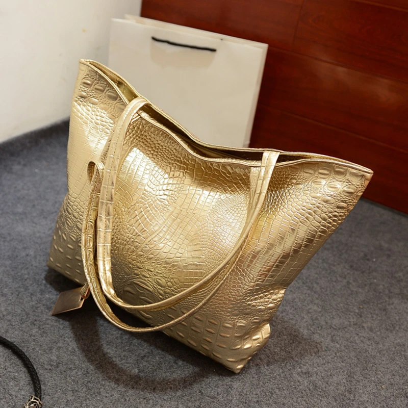 

Women's Bag Large Capacity Crocodile Pattern Handbag 2022 New Brand Designer Lady Shoulder Bag Black Solid Color Sholder Bag