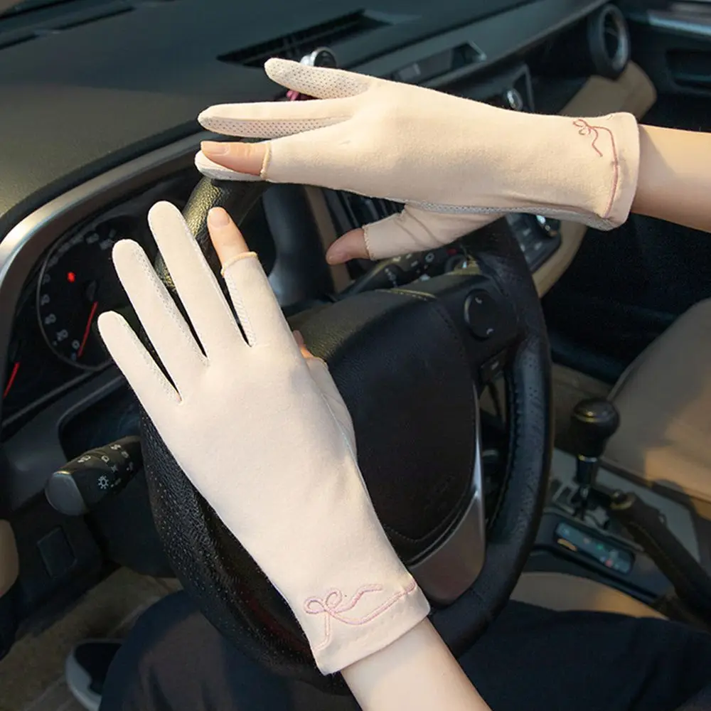 

Женские эластичные дышащие перчатки с защитой от УФ-излучения, хлопковые солнцезащитные Перчатки, варежки для вождения