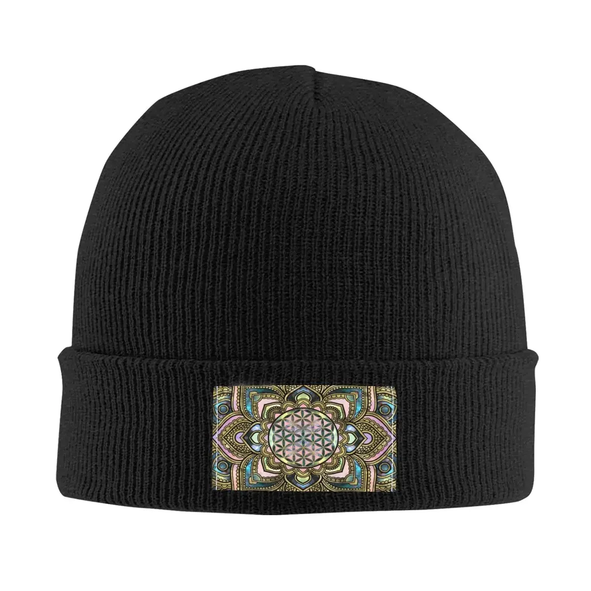 

Mandala Spiritual Flower Of Life Skullies Beanies Caps Winter Warm Knitted Hat Adult Sacred Geometry Meditation Bonnet Hats