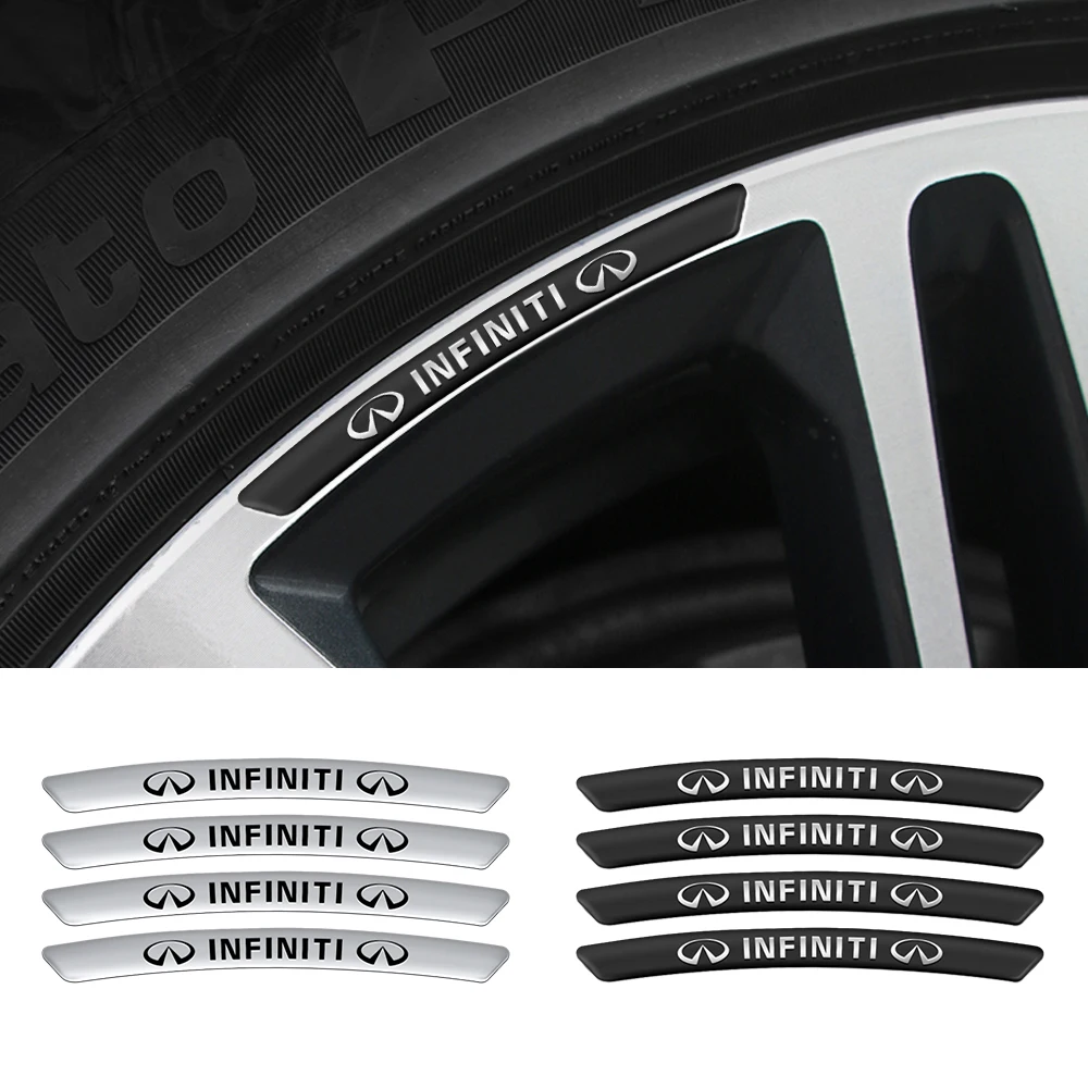 

4pcs Aluminium Car Wheel Hub Stickers Rim Decor Decal For INFINITI EX25 FX35 Q30 Q50 FX37 QX55 QX70 FX45 FX50 G25 G35 G37 JX35