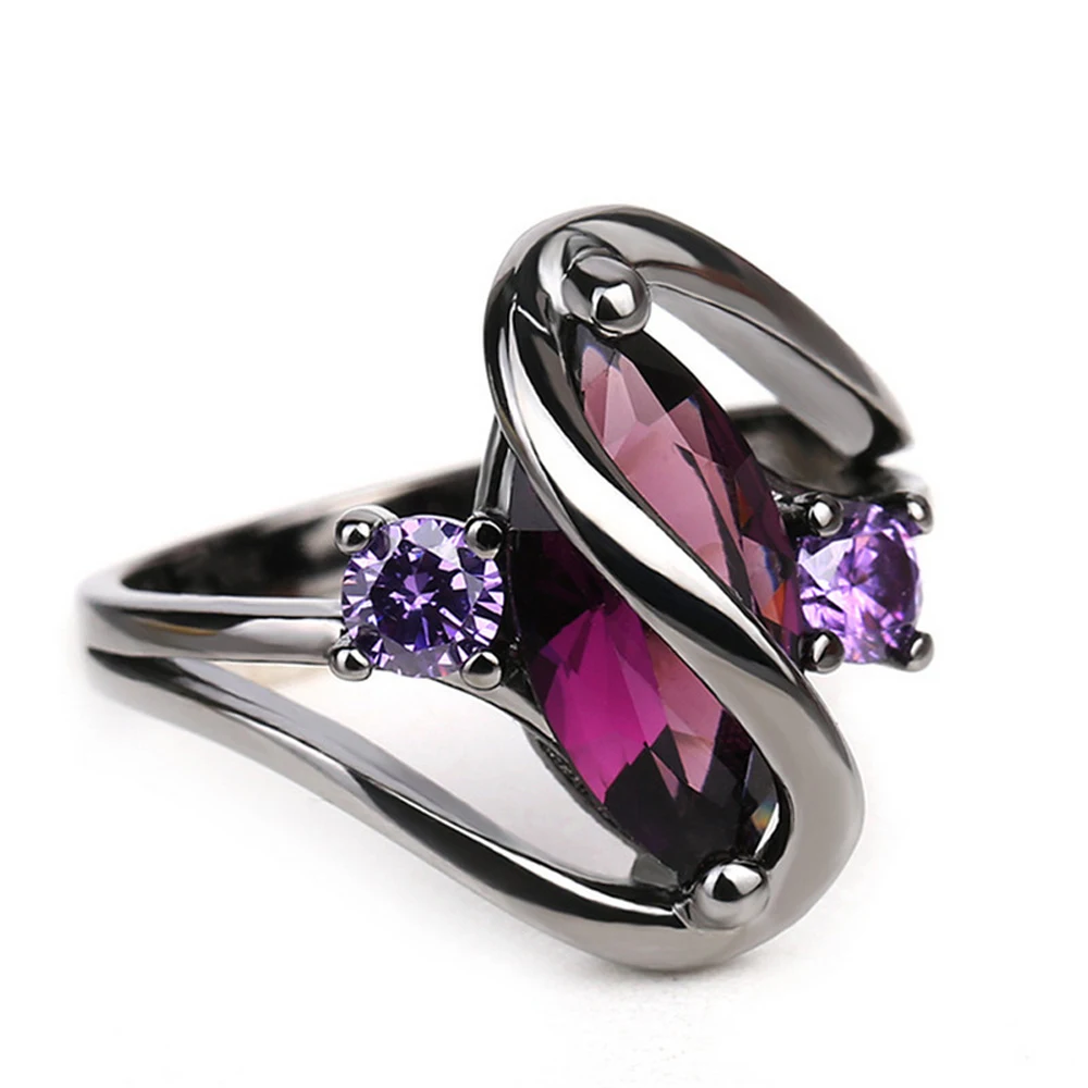 

FSUNION 2022 New Fashion Luxury Vintage Purple Zircon CZ Crystal Colorful Rings For Women Wedding Engagement Jewelry Gift