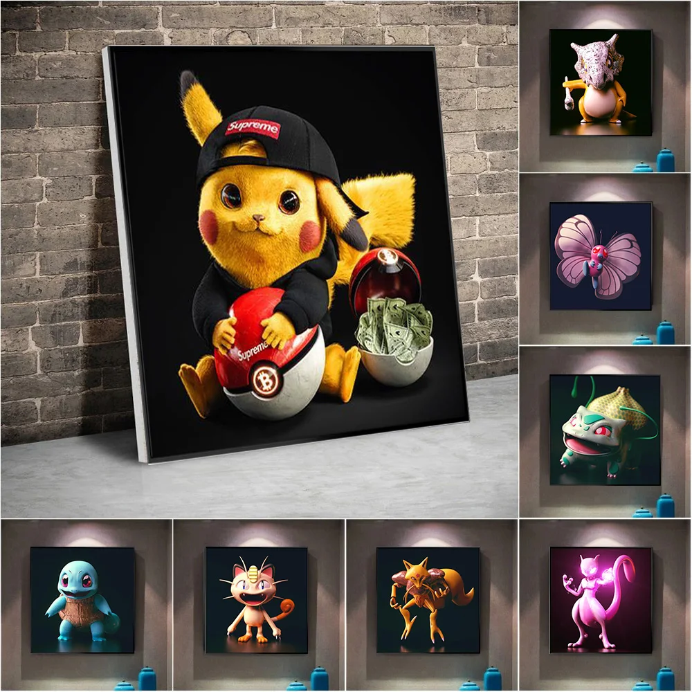 

Pokemon Anime Canvas Painting Touch Fire Dragon Cartoon Posters and Print Wall Mural Pictures for Children Room Home Decor Gift