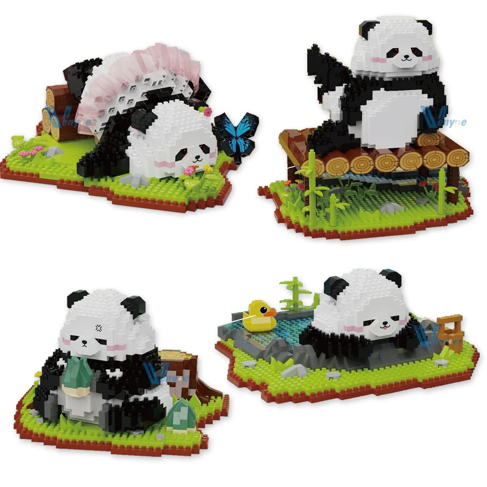

Микро строительные блоки знаменитости панды хуахуа собранная сцена модель животного Милая панда мини кирпичная фигурка игрушки для детей подарок