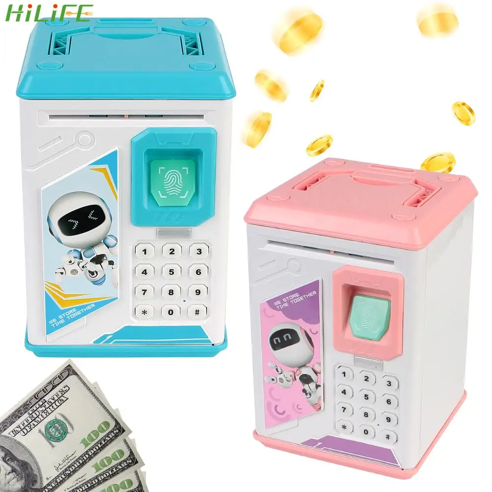 

Cash Coins Saving Bank Fingerprint Piggy Bank Electronic Automatic Deposit ATM Password Money Box Christmas Gift For Kids