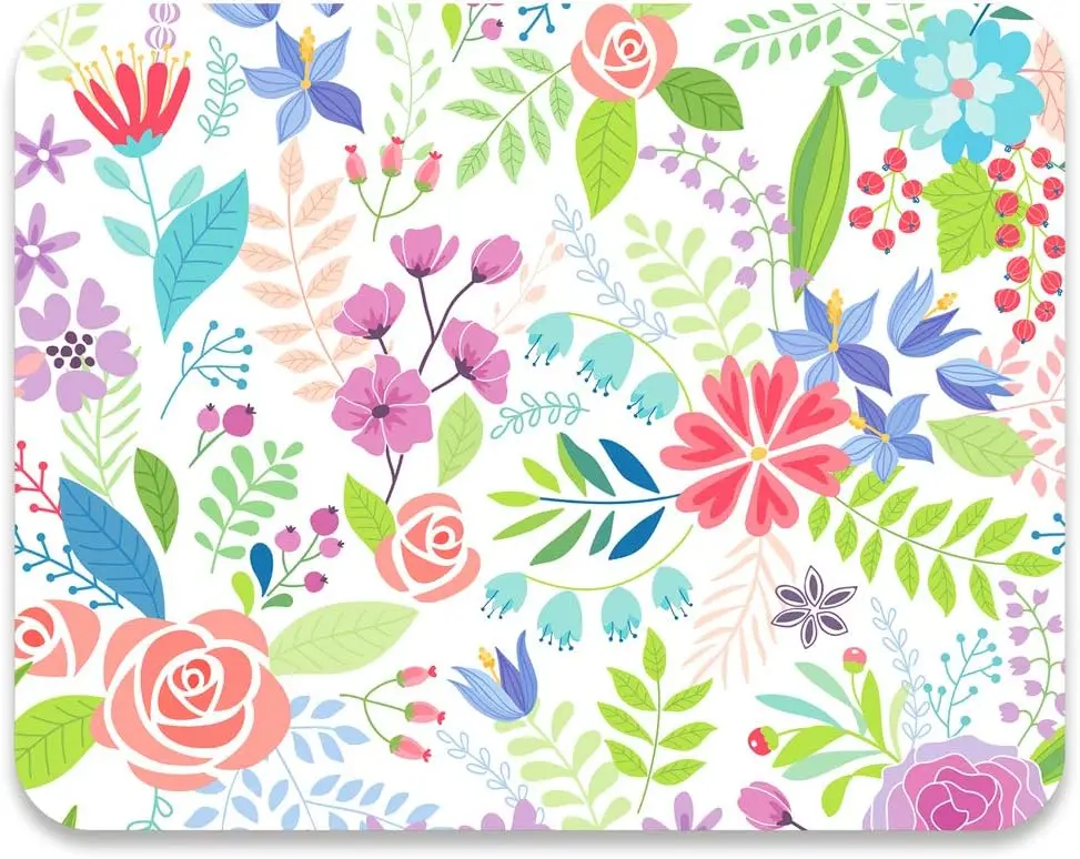 

Mouse Pad Medium Mouse Mat Anti-Slip Base for PC Office Working Gaming 9.5x7.9x0.12 Inch Cute Colorful Flowers