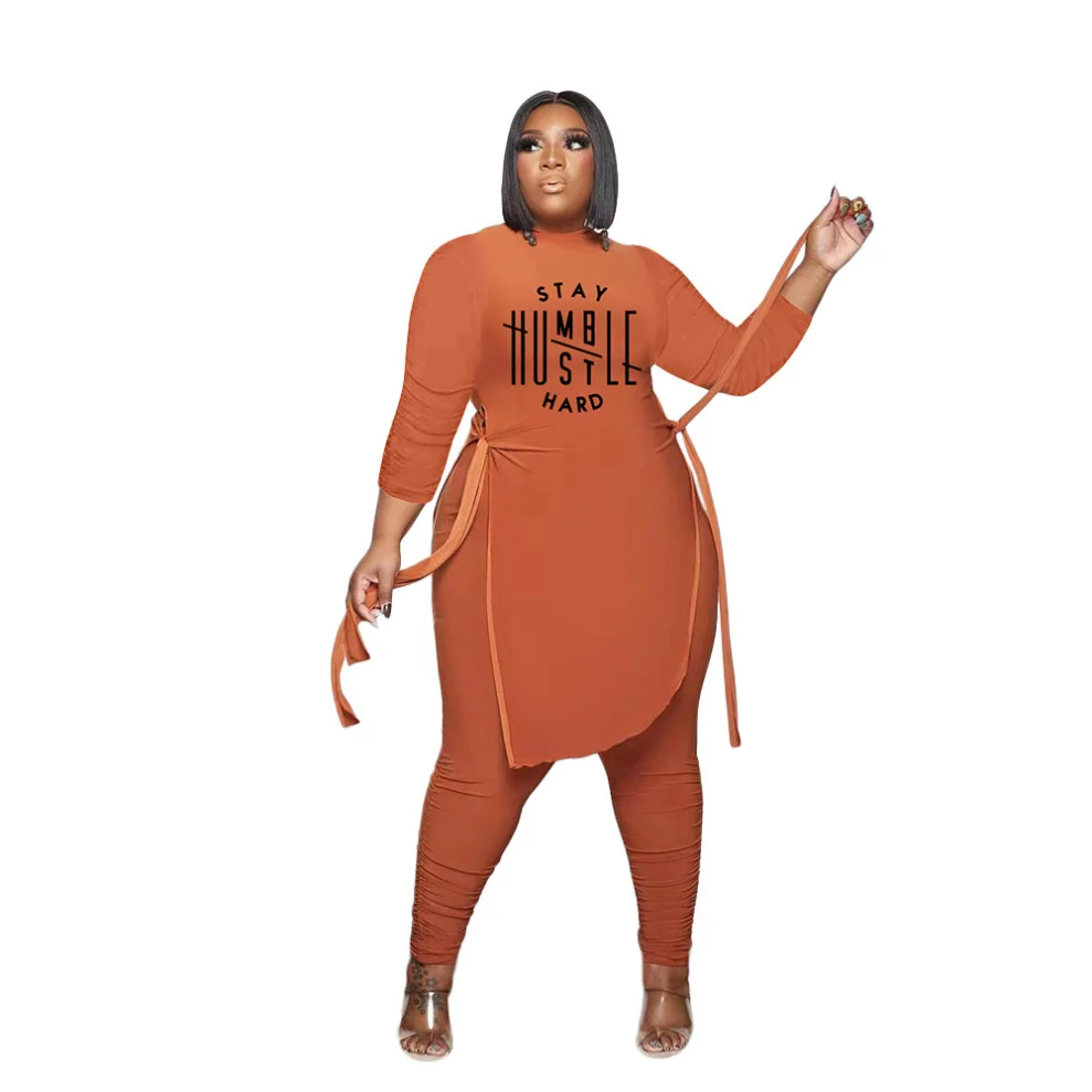 Plus Size 5xl Fashion Plus 4xl 2 Piece Set Woman o Neck Long Sleeve t Shirt Top Long Pants Set 4xl 5xl Plus Se 3xl 4xl 5xl 6xl