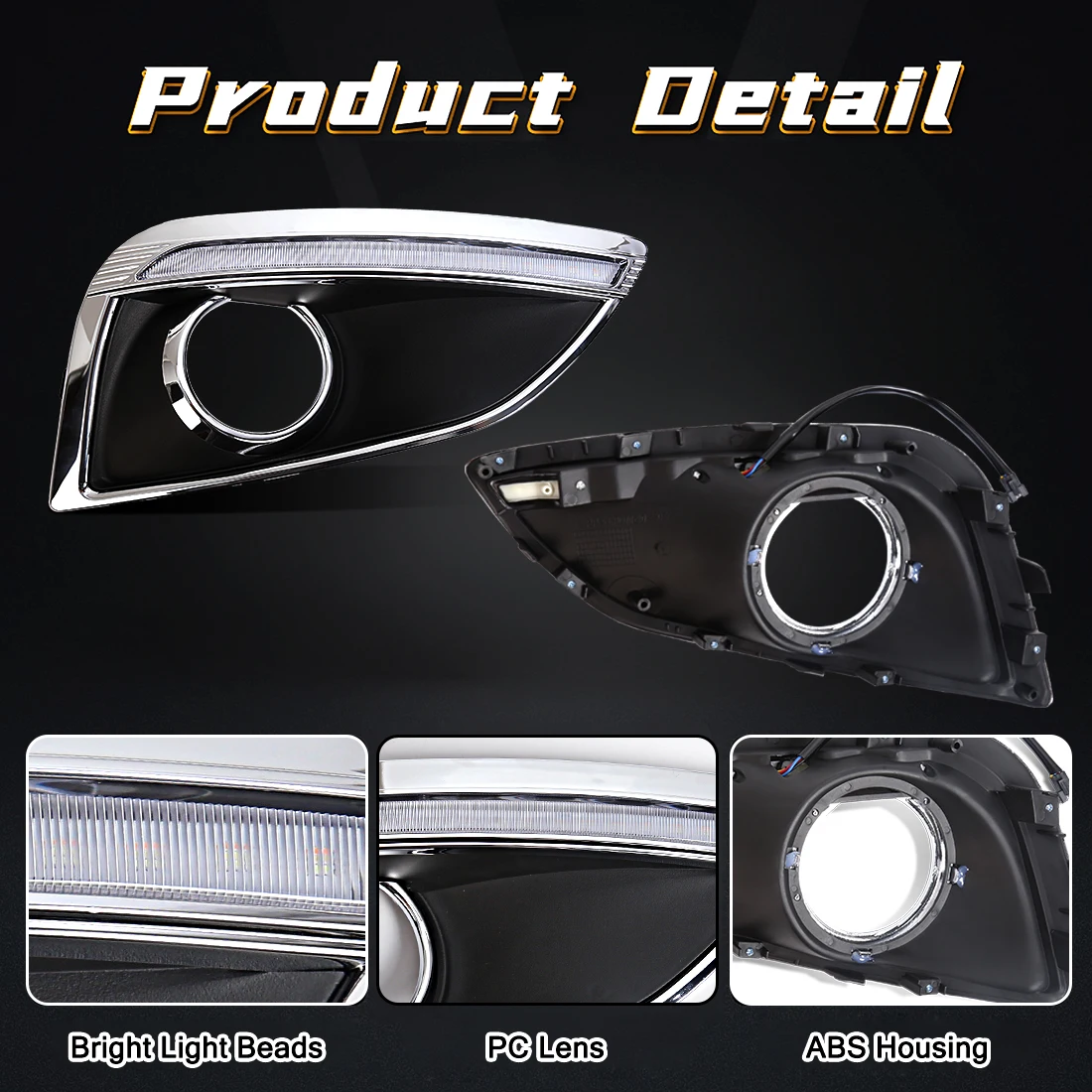 Фото Автомобильные светодиодные DRL дневные ходовые огни для Hyundai IX35 2010 2011 2012 2013, передние противотуманные фары, динамические указатели поворота №2