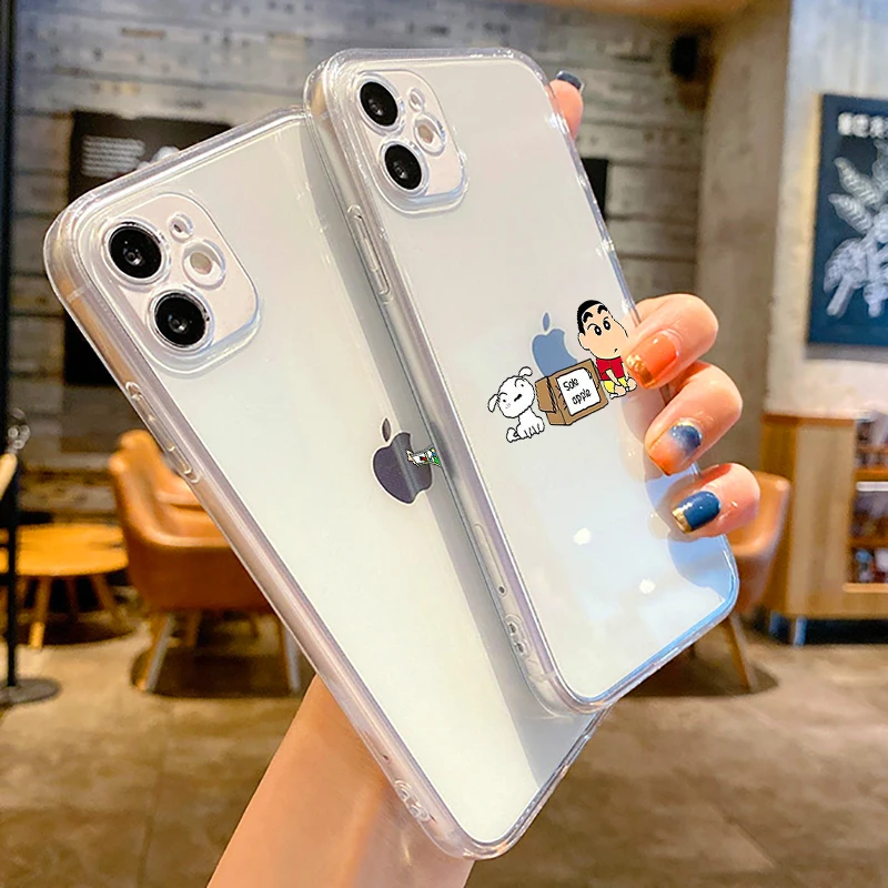 

Crayon Shin Chan Phone Case For iPhone 13 12 11 6 6s 7 8 Plus X XR 11Pro XS Max Transparent Soft TPU Liquid Silicon Back Funda