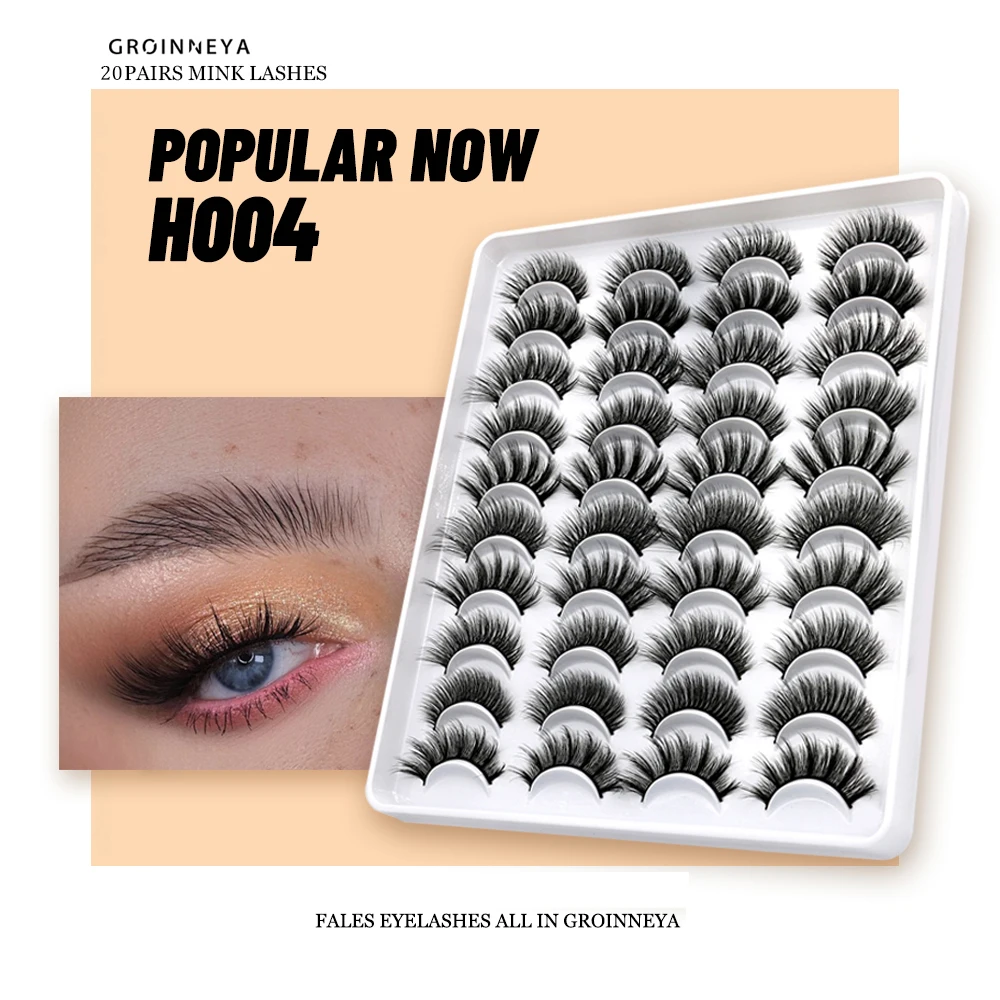 GROINNEYA lashes 5/10/20 pairs 3D Faux Mink Lashes Natural False Eyelashes Dramatic Volume Lashes Eyelash Extension Makeup