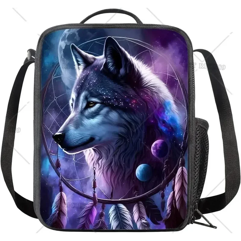 Многоразовая сумка для обеда с принтом головы волка мальчиков и мужчин