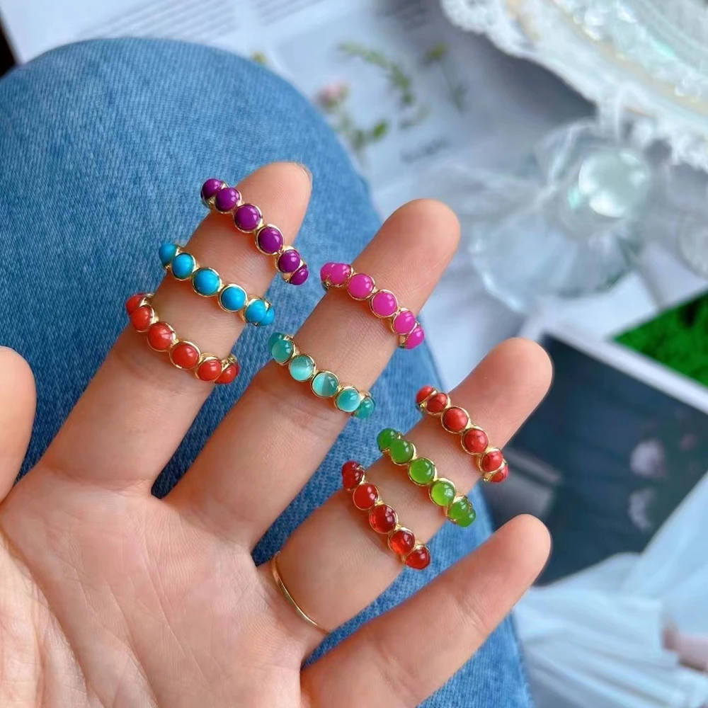 

5 шт. модные Изысканная Золотая круглая каменная кольца для женщин и девушек мода 2022 Минималистичная бижутерия на палец подарки Вечерние