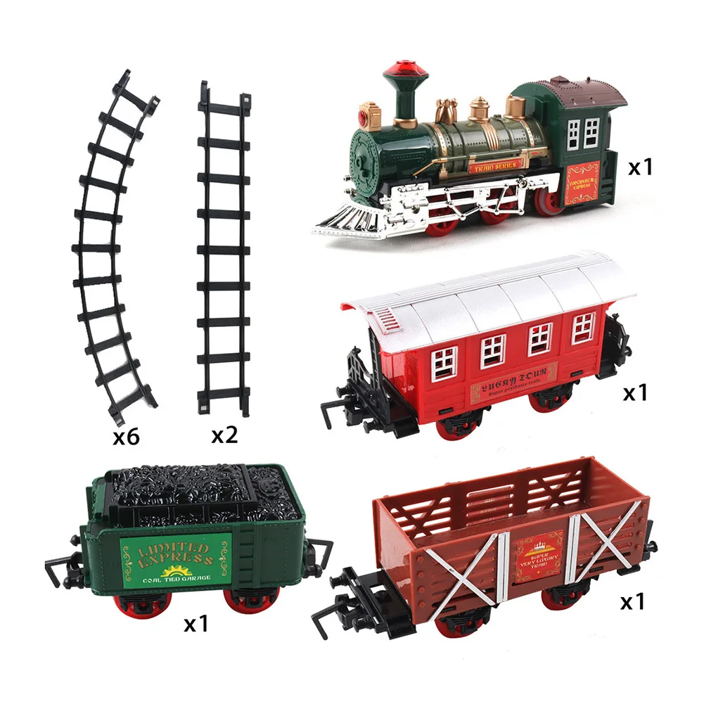

Christmas Railway Toys with Sound Light Christmas Steam Train Interactive Game Classic Interesting for Kids Happy New Year Gift