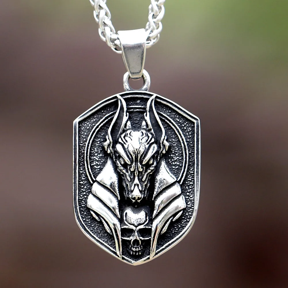 

2023 new 3D New Design Stainless Steel Egyptian Anubis God Pendant Animal Mythology Jewelry for gift free shipping