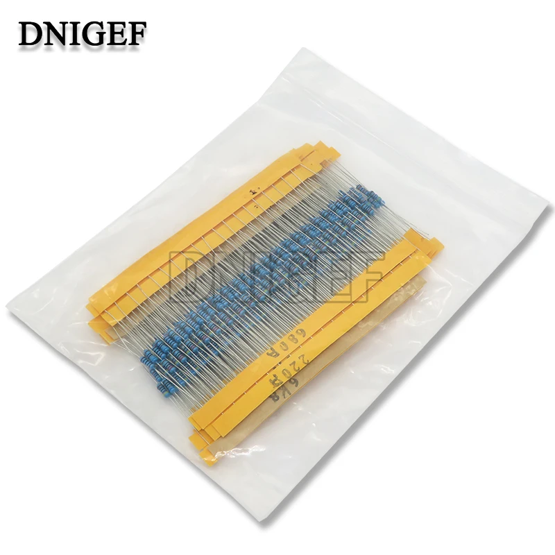 

1/4W Metal Film Resistor 400PCS/Set Assortment Kit 10 Ohm - 1M Ohm Resistance Set 1K 10K 4.7K 470 680 Ohm Electronic Resistors