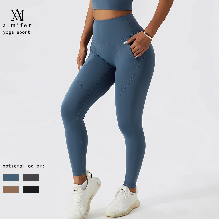 Women Sports Pants High Waist Fitness Yoga Legging Side Pockets Plush Warm Long Tights Leggings Running Trousers Activewear