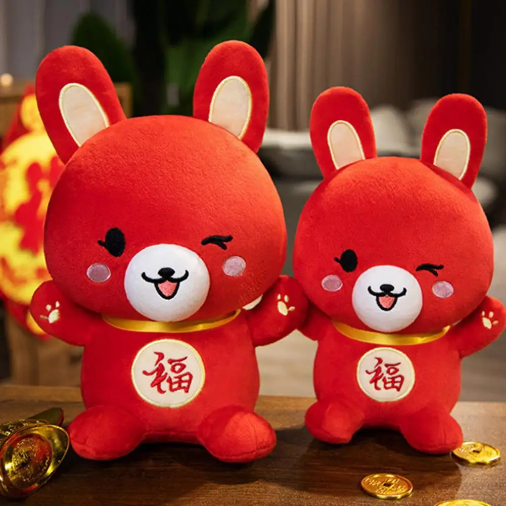 

Exquisite Zodiac Rabbit Doll Chinese Style Adorable Fully Filled 2023 Year Mascot Doll New Year Gift