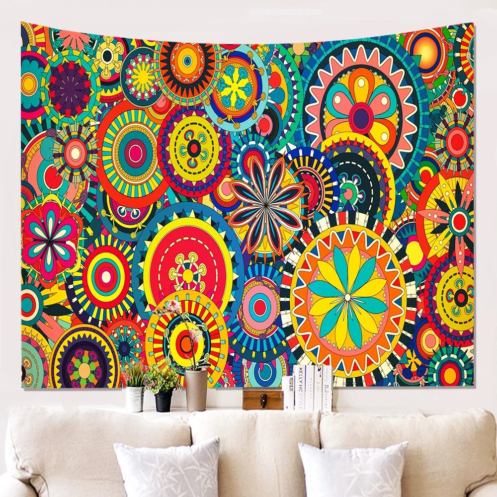 Настенный гобелен индийский хиппи чешский психоделический Павлин мандала