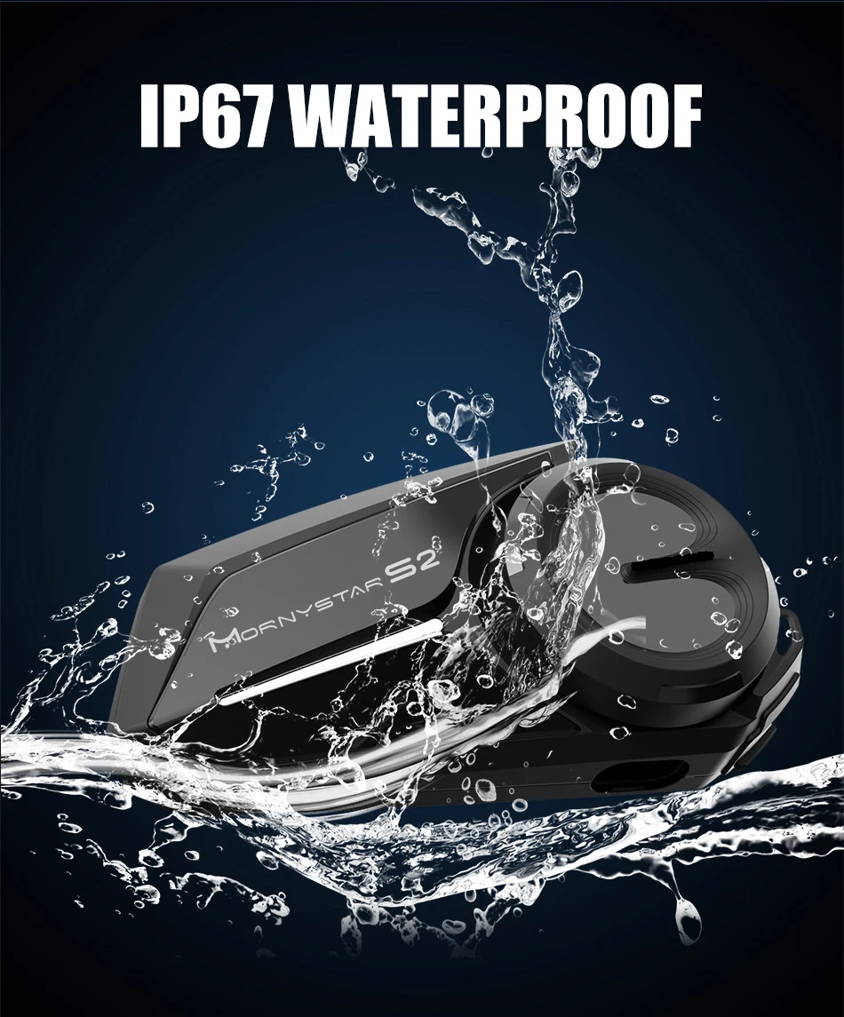 Mornystar S2 Система Связи Для Мотоциклетного Шлема Bluetooth 5.1 Водонепроницаемый DSP
