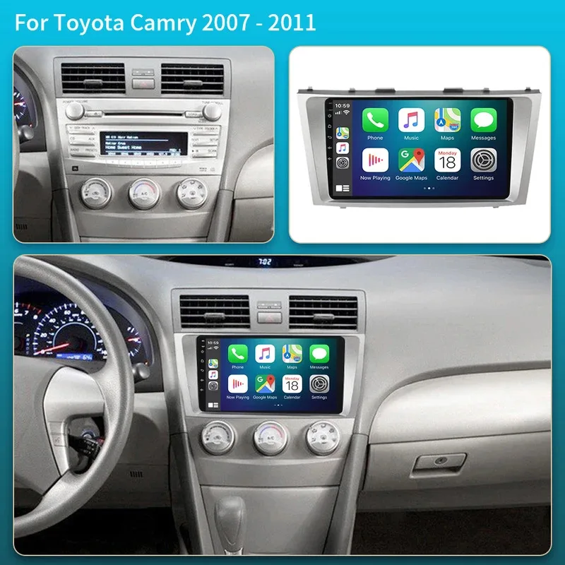 Фото Android 16 Carplay автомобильное радио мультимедиа для Toyota Camry 7 XV 40 50 2006-2011 навигационное видео DVD авторадио стерео 2din 4G + BT №2