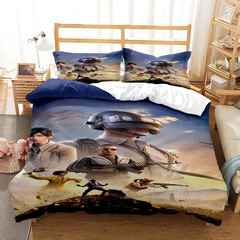 

3D shooting Games Pubg HD printed bedding Queen bedding set Soft and comfortable customized King size bedding set for boy