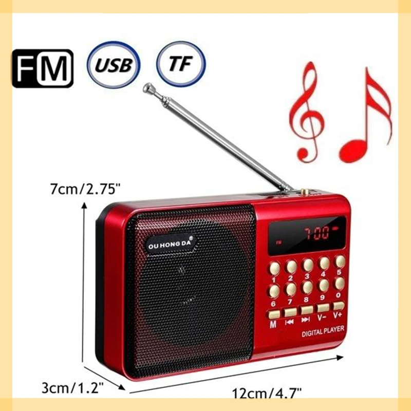 

Fm-радио K11, перезаряжаемый мини-радиоприемник, ручное радио, цифровой USB TF MP3-плеер, динамик с телескопической антенной