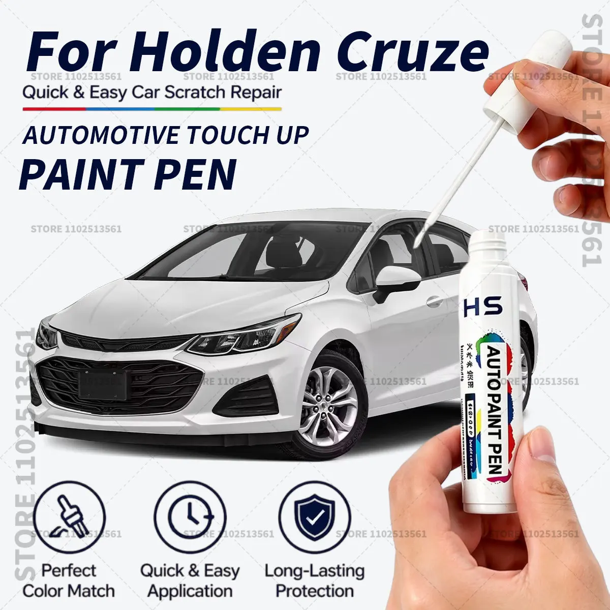 Фото Карандаш для подкраски автомобильной краски Holden Cruze, инструмент для ремонта царапин, цвета: Prussian Steel, Phantom Black, Red Hot, Power Blue, Heron White №1