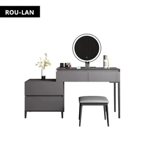 Modern minimalist storage cabinet small dressing table with lamp mirror dressing table/stool combination