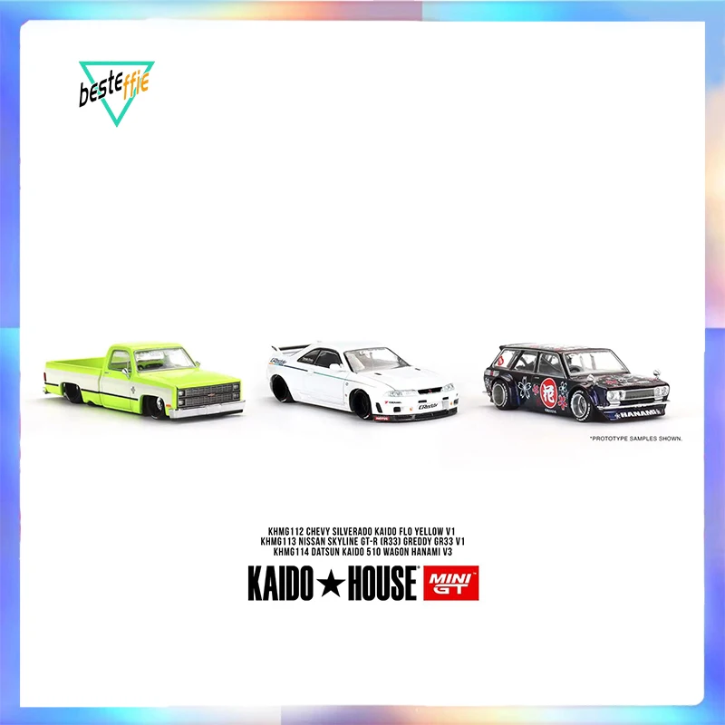 Мини GT Модель автомобиля 1:64 Chevrolet Silverado Nissan Skyline GT-R (R33) Greddy GR33 V1 модель мальчик