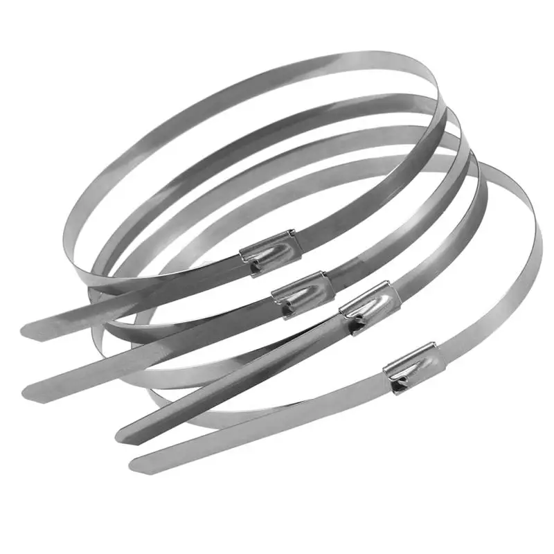 

200pcs Self-Locking Cable Ties Stainless Steel Cable Ties Wiring Zip Wrap Exhaust Heat Straps Induction Pipe Boat Tie 4.6x300mm