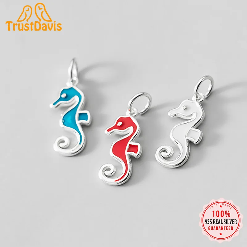 TrustDavis Настоящее серебро 925 пробы цветной гиппокамп S925 маркировочный браслет