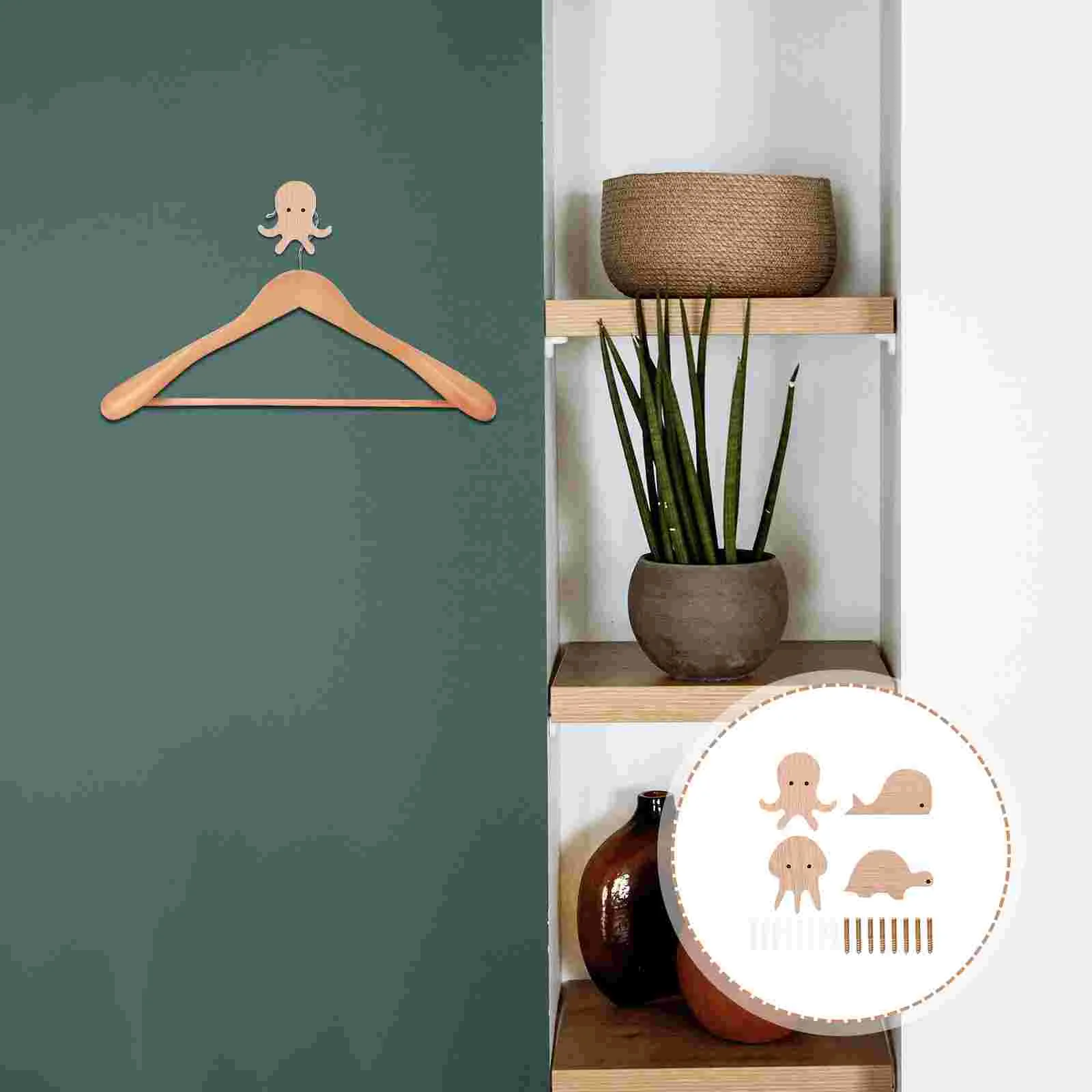 

Hooks Wall Hook Animal Clothes Hanging Head Hanger Wooden Hat Coat Mounted Hangers Key Rustic Towel Rack Decorative Children