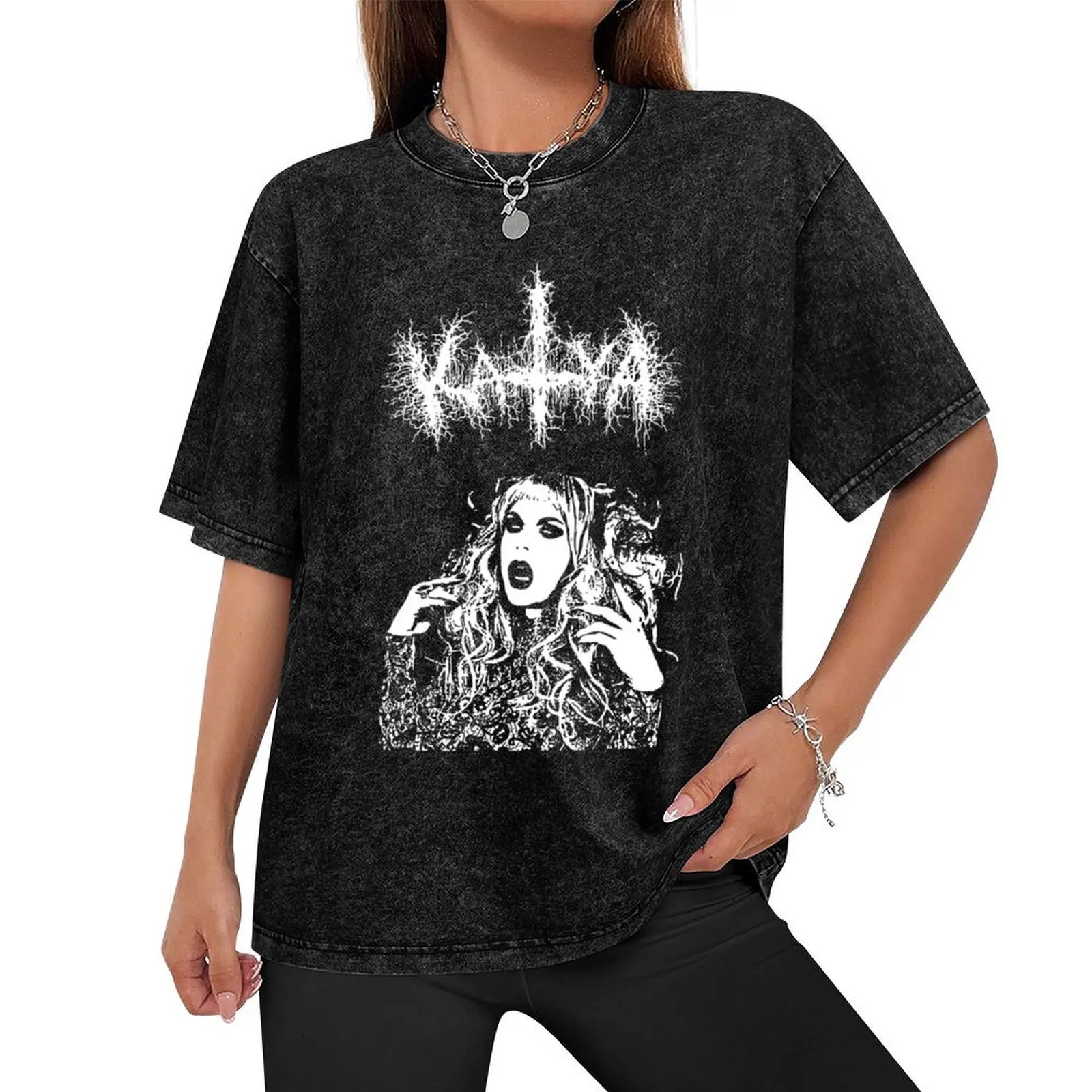 Футболка Katya Zamolodchikova Merch Black Metal новое издание летний топ мужские футболки Fruit of the