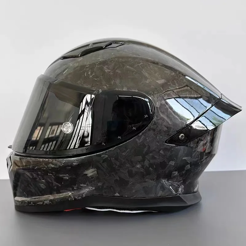 Мотоциклетный шлем Aurora Black из углеродного волокна с кованым рисунком защитный на