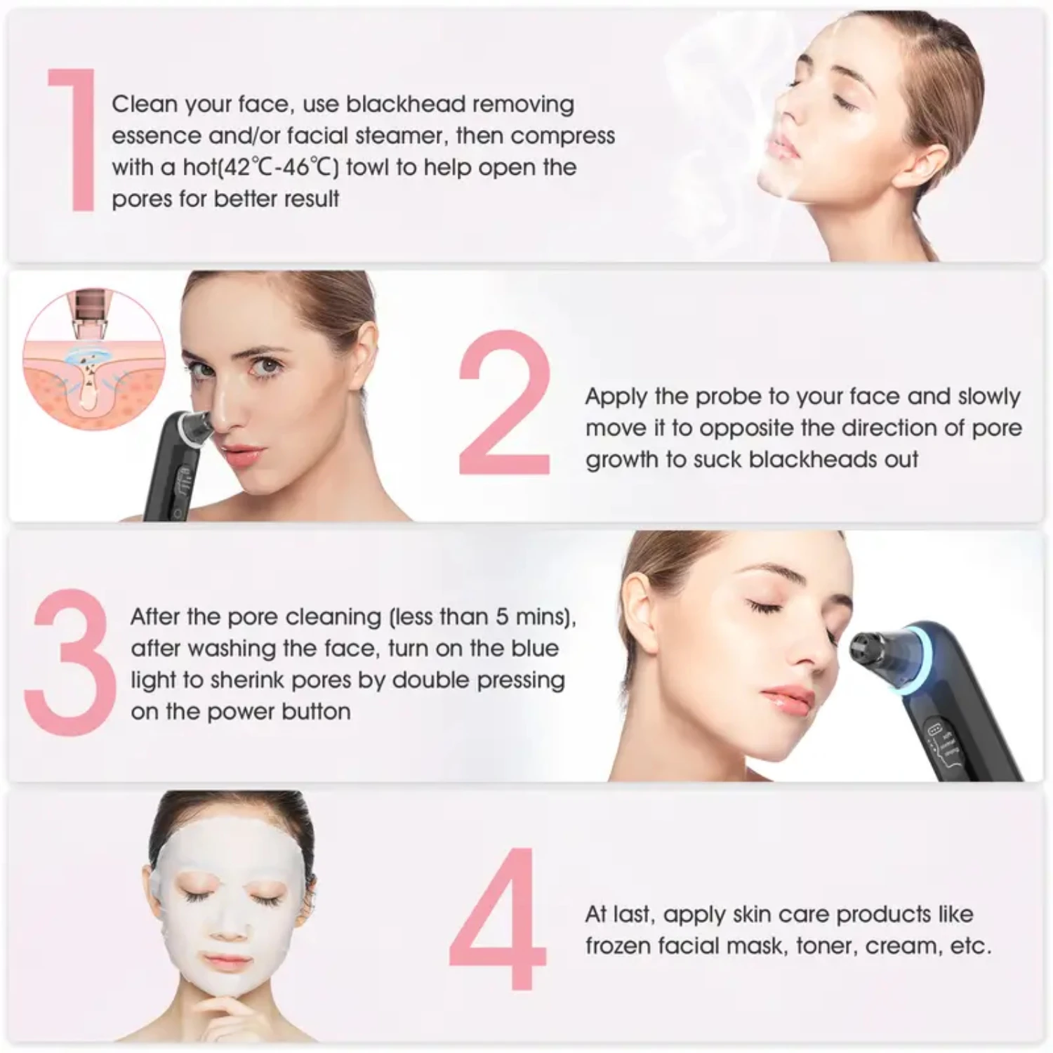 Перезаряжаемый USB-пылесос для удаления черных точек с сильным всасыванием