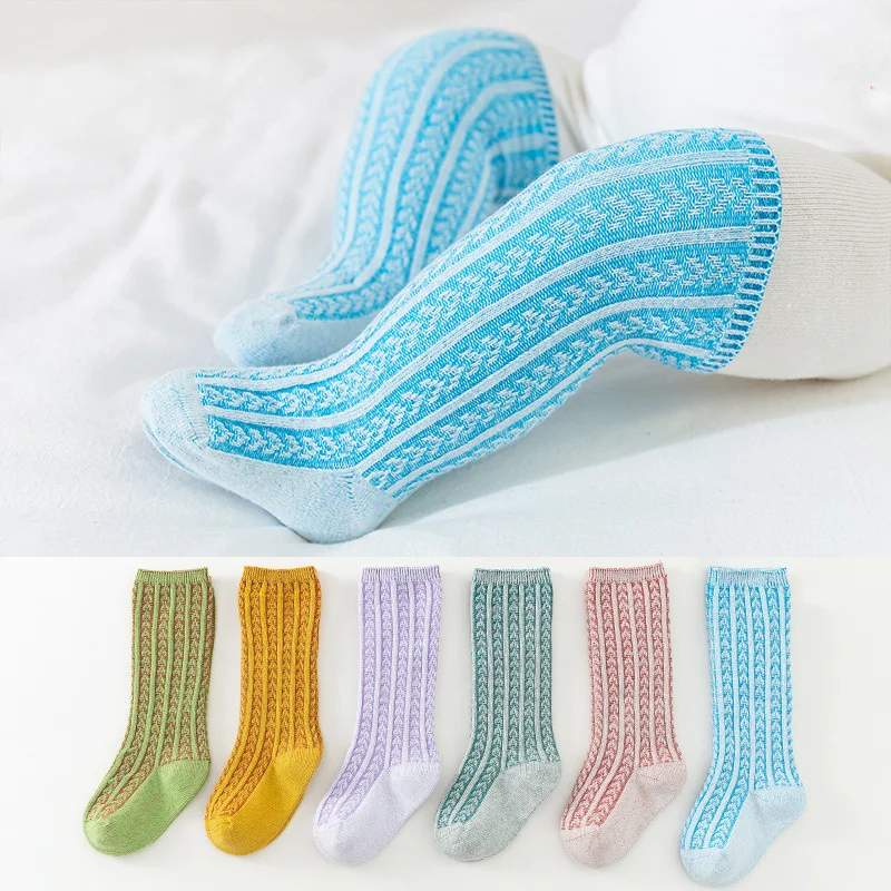 

Baby Socks Newborn Kids Infant Girls Boys Winter Warm Knee High Sock Solid Cotton Stripe Long Socks For Children Toddler 0-5 Y