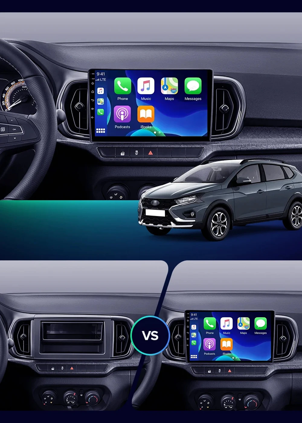Фото Автомагнитола Android 16 с CarPlay и Android Auto для LADA Iskra SW Cross 2025: беспроводной GPS, Wi-Fi, 4G, 2DIN, Bluetooth №2