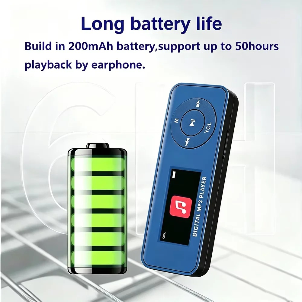 Мини-плеер KEBIDUMEI MP3 с Bluetooth 5.3, портативный проигрыватель для студентов, для плавания, бега, езды на велосипеде, со встроенным динамиком, поддержкой FM-радио и электронных книг (art.: 3920db2a603c8) - 3920db2a603c8