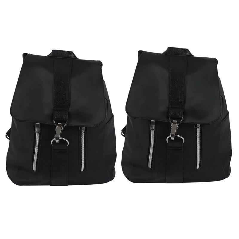 

Hot Kf-2X Fashion Waterproof Oxford PU Leather Backpack Girls School Bag Shoulder Bag Women Backpacks(Black)