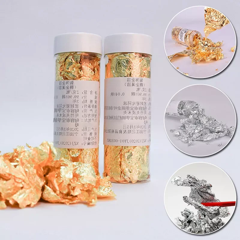 

2g Gold Leaf Flakes Gold Decorative Dishes Chef Art Cake Decorating Tools Chocolates Candy Decorator Mold Food Decoratin