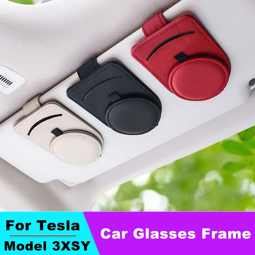 

Car Glasses Frame For Tesla Model 3 Y Sun Visor Fold Sun Visor Glasses General Automobile Glasses Frame Box Storage Clip