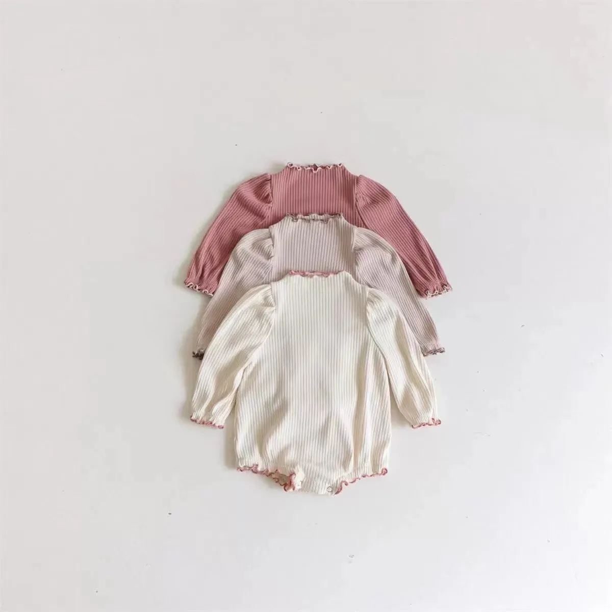 

Осень 2023, детская одежда для девочек, детский хлопковый цельнокроеный комбинезон с длинными рукавами и оборками на воротнике