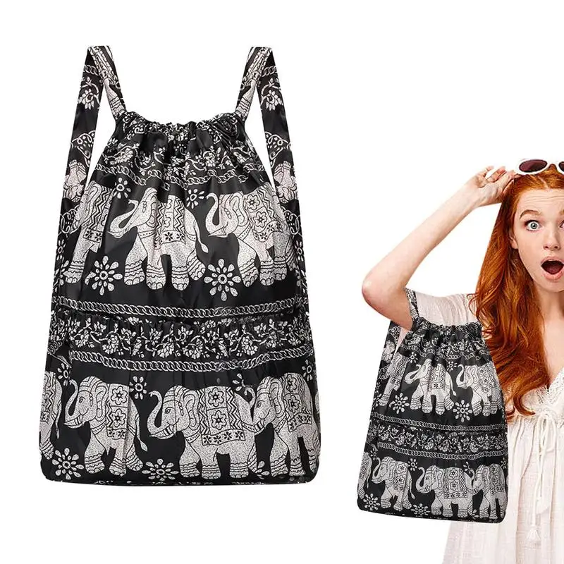 

Foldable Drawstring Bags Fashionable Lightweight Large Capacity String Bag Drawstring Bag for Men and Women Travel Beach Bag