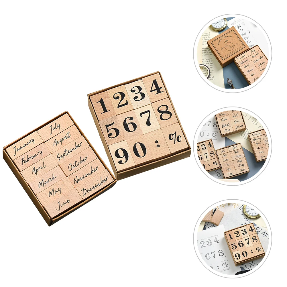 

Periodicals Small Stamps Month Delicate Stationery Journaling Wood Seal Scrapbooking Stamper Diary The Office Decor