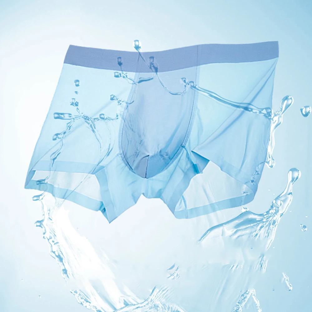 

Mens Ice Silk Underwear Seamless Boxer Briefs Male Soft Smooth Underpants Man Sexy Solid Boxer Shorts Man's Breathable Panties
