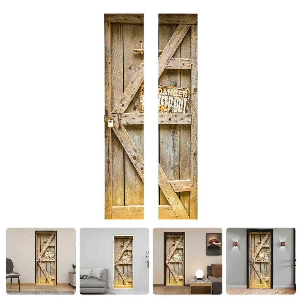 

Door Sticker 3D Stickers Decals Wall Cover Home Vintage Rustic Pvcwaterproof Decal Window Mural Wallpaper Wallpapers Fake