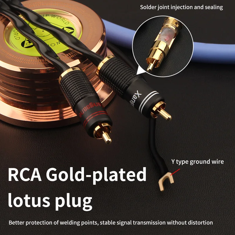 Посеребренный LP кабель тонарма запись аудио RCA фонограф заземление провод -