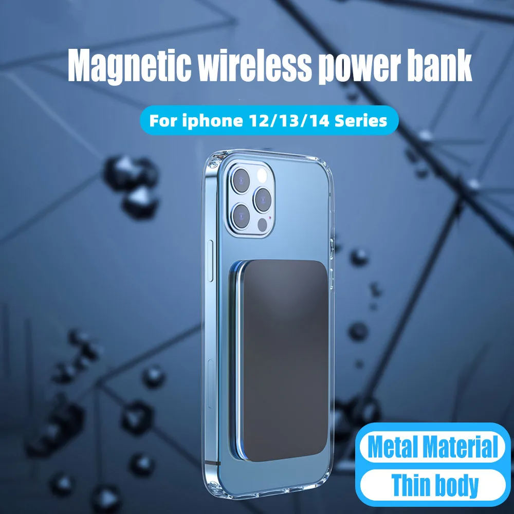 

10000mAh Magnetic Power Bank Aluminum Alloy Metal Body PD20W Portable Macsafe Powerbank Spare Battery Pack For Iphone 14 13 12