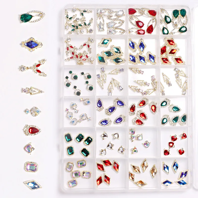 

Nail Art Rhinestones Gems Decoration Set 3D Crystal Nail Charms Diamond Alloy Jewelry Nail Supply DIY Manicure Accessories Stone